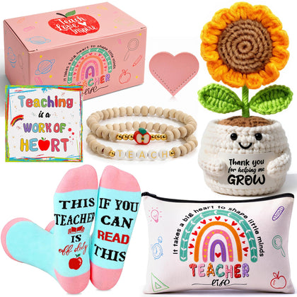 U-Goforst Teacher Appreciation Gift Set with crochet sunflower and pouch