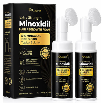 UAUKO Minoxidil Foam front view with packaging