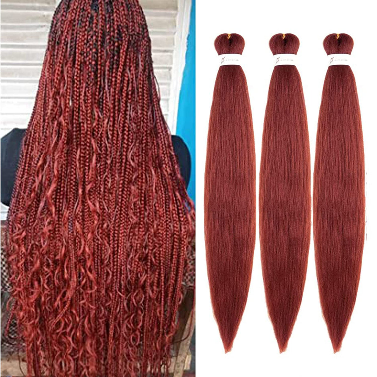 Ubeleco 24-inch pre-stretched braiding hair #350 front view