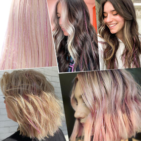 Ubeleco Pink Hair Tinsel Extensions showing metal clip design