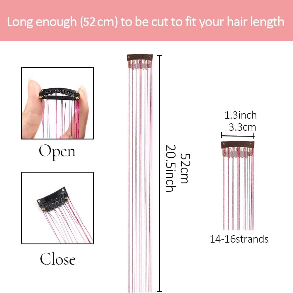 Ubeleco Silver Hair Tinsel displayed in various colours