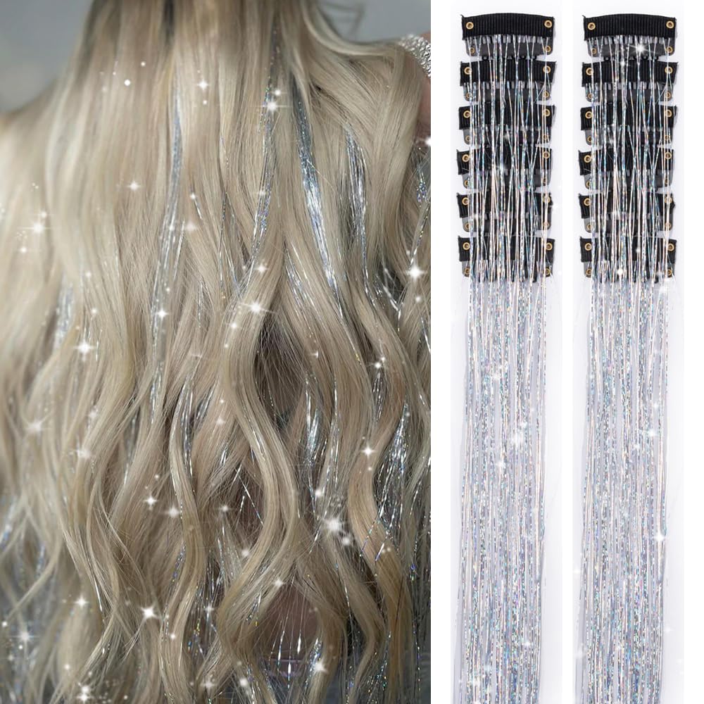 Ubeleco Silver Hair Tinsel Kit 12 pieces in pink packaging