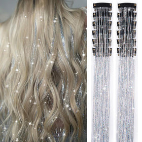 Ubeleco Silver Hair Tinsel Kit 12 pieces in pink packaging