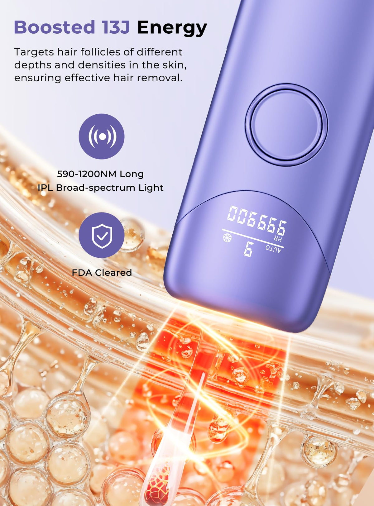 Ubroo IPL Hair Removal Machine showing red light technology