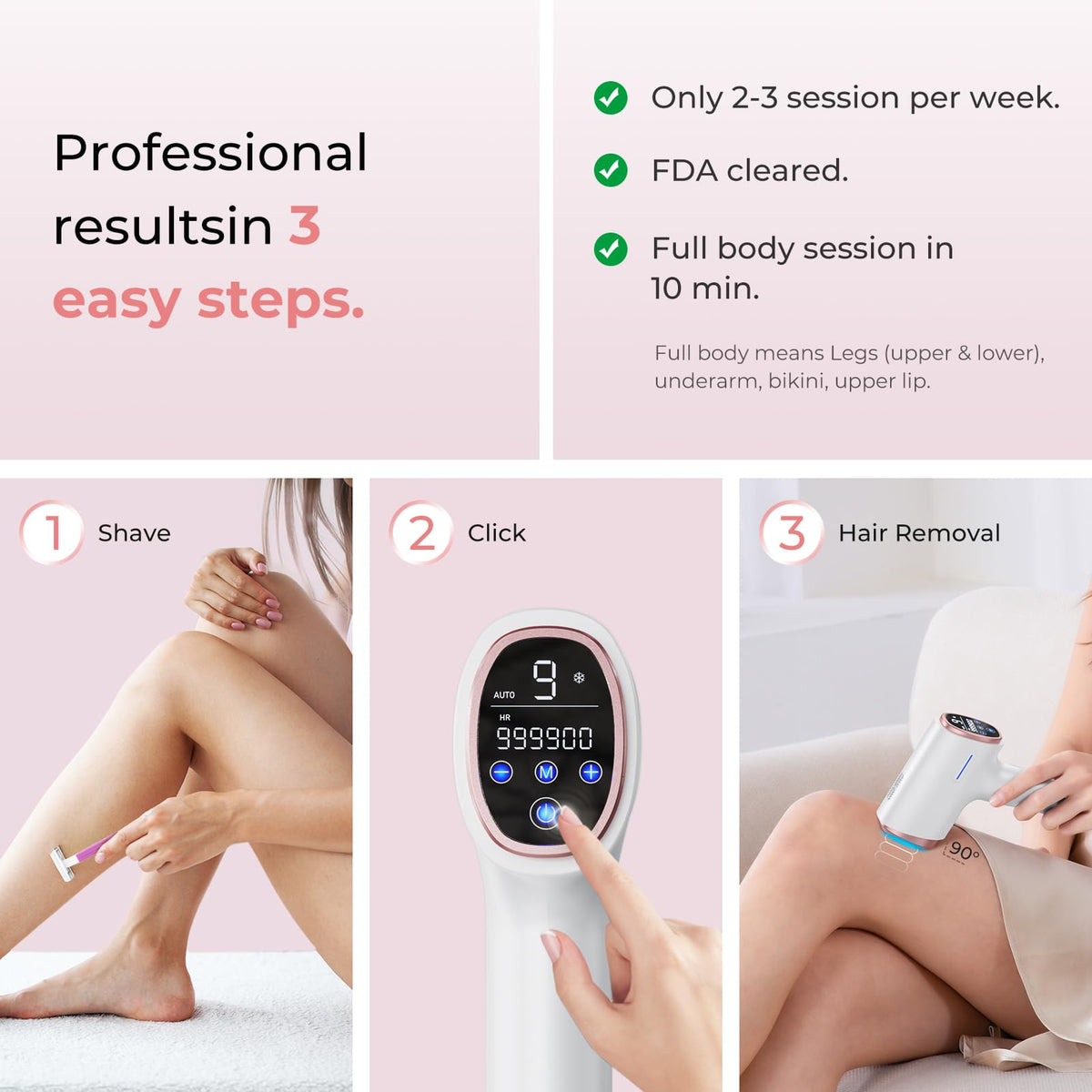 Ubroo IPL Laser Hair Removal Device in use on leg