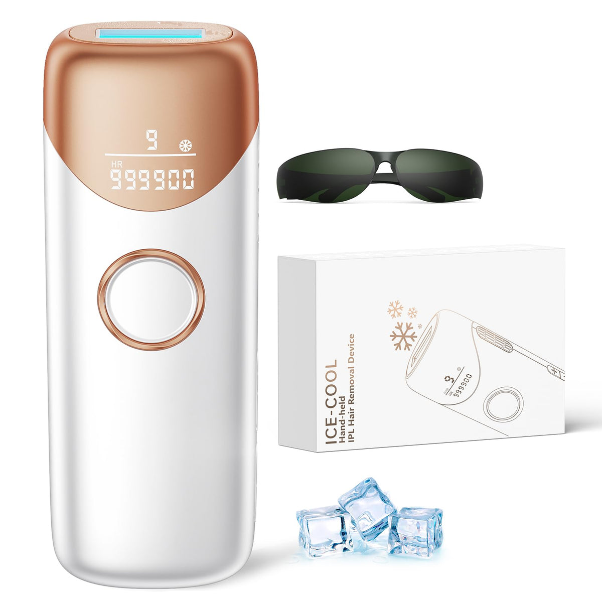 Ubroo Laser Hair Removal Device front view with ice cooling feature