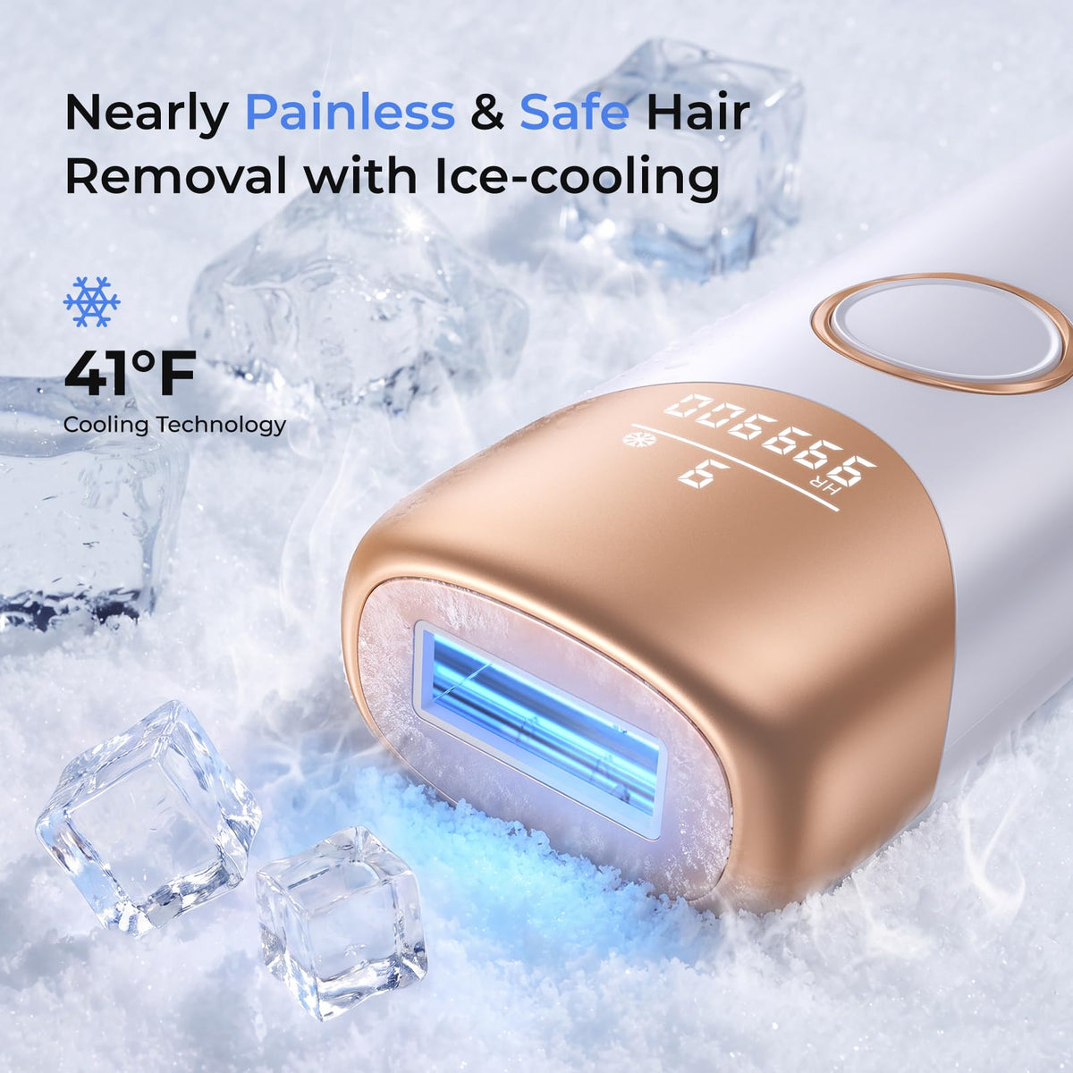 Ubroo Laser Hair Removal Device in action on legs