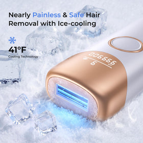 Ubroo Laser Hair Removal Device in action on legs