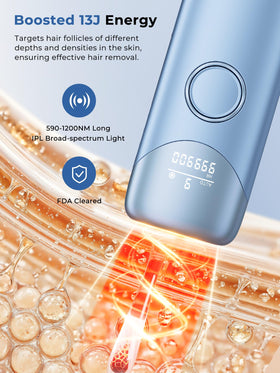 Ubroo Laser Hair Removal Device showing red light IPL technology