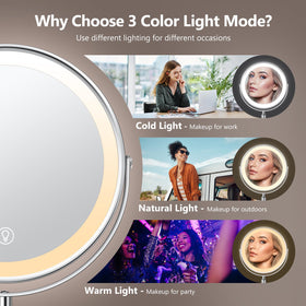 UBYMET Lighted Makeup Mirror displaying adjustable height feature