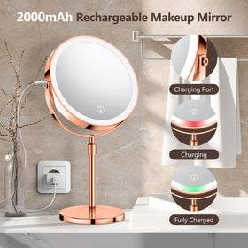 UBYMET Lighted Makeup Mirror side view with 360° rotation