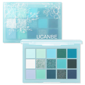 UCANBE 15 Color Eyeshadow Palette front view showcasing cool tones