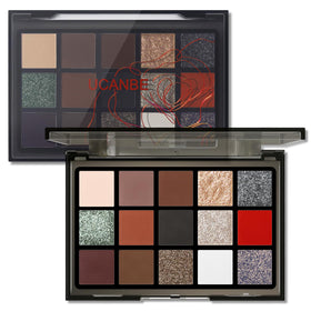UCANBE 15 Colors Eyeshadow Palette front view with various shades