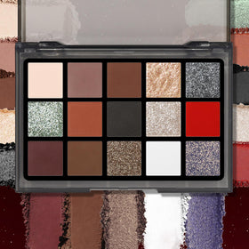 UCANBE 15 Colors Eyeshadow Palette with vibrant red and rich burgundy shades