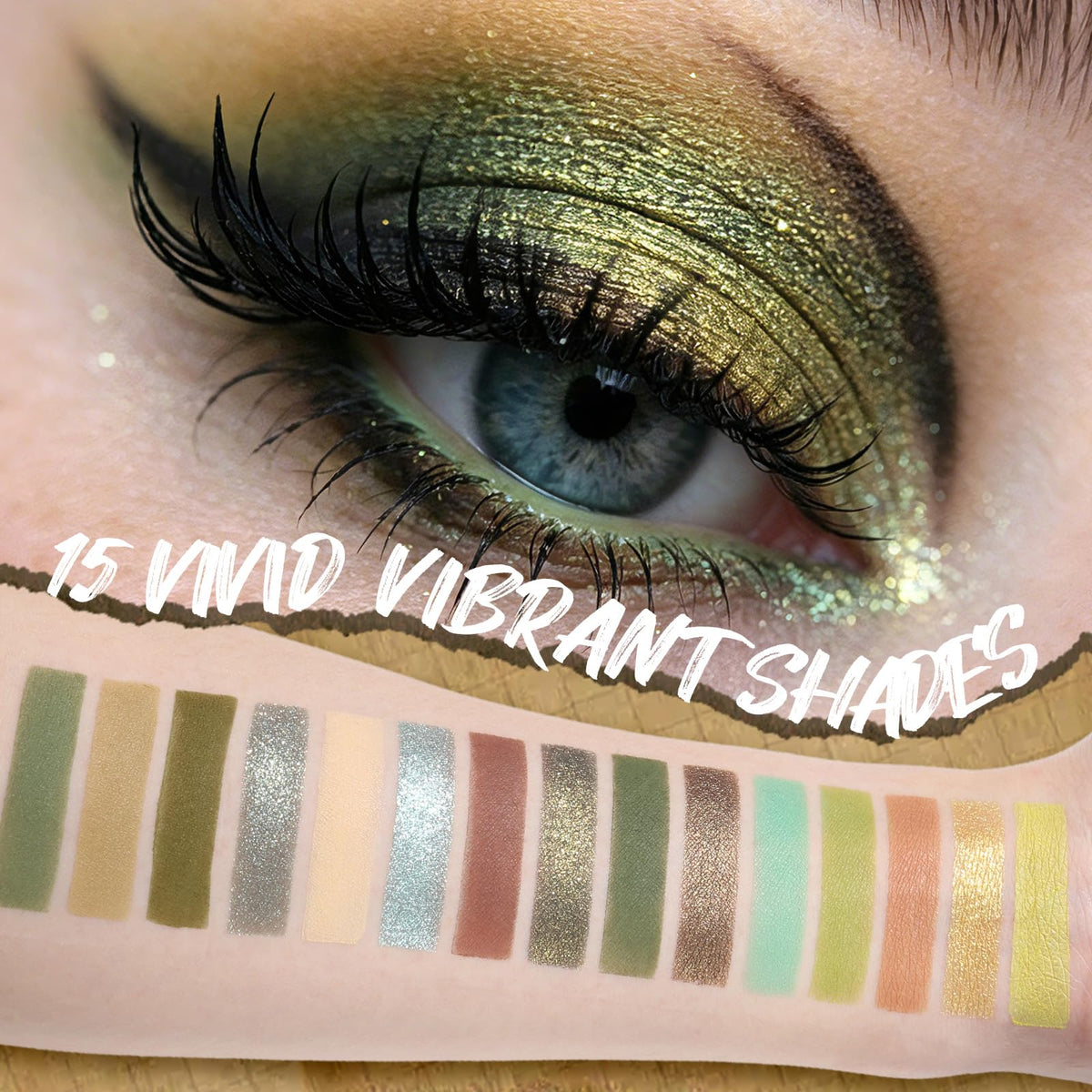 UCANBE 15-Colour Eyeshadow Palette close-up of matte and shimmer finishes