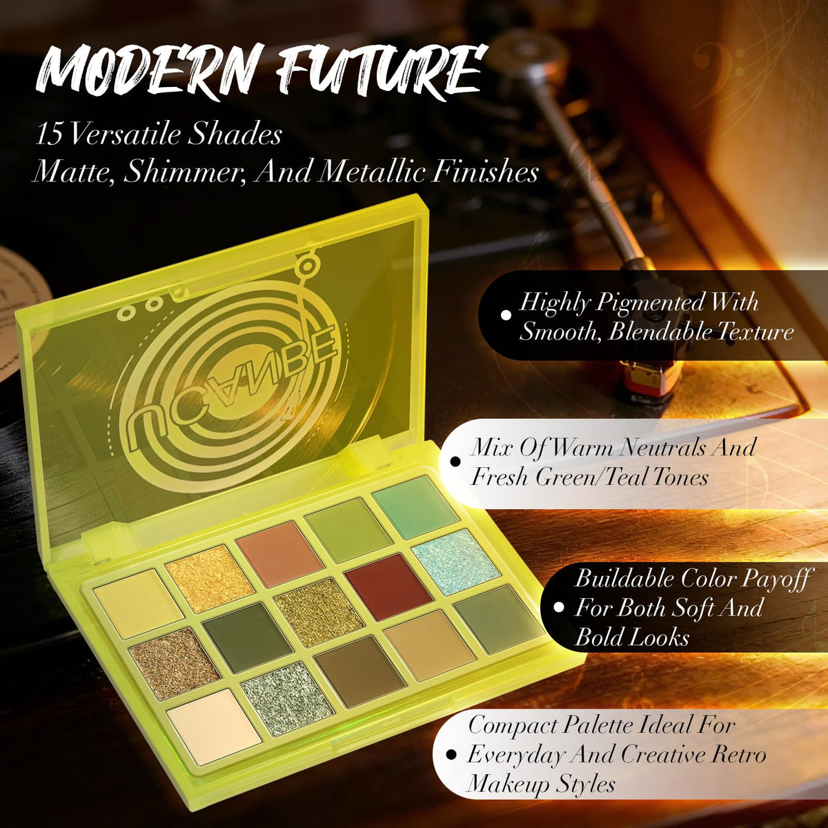 UCANBE 15-Colour Eyeshadow Palette open showing vibrant shades