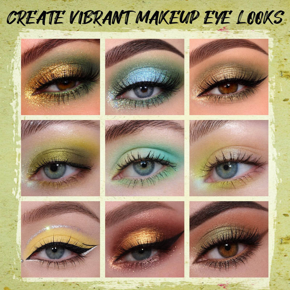 UCANBE 15-Colour Eyeshadow Palette with swatches on skin
