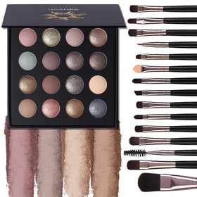 UCANBE Baked Eyeshadow Palette front view with 16 shades