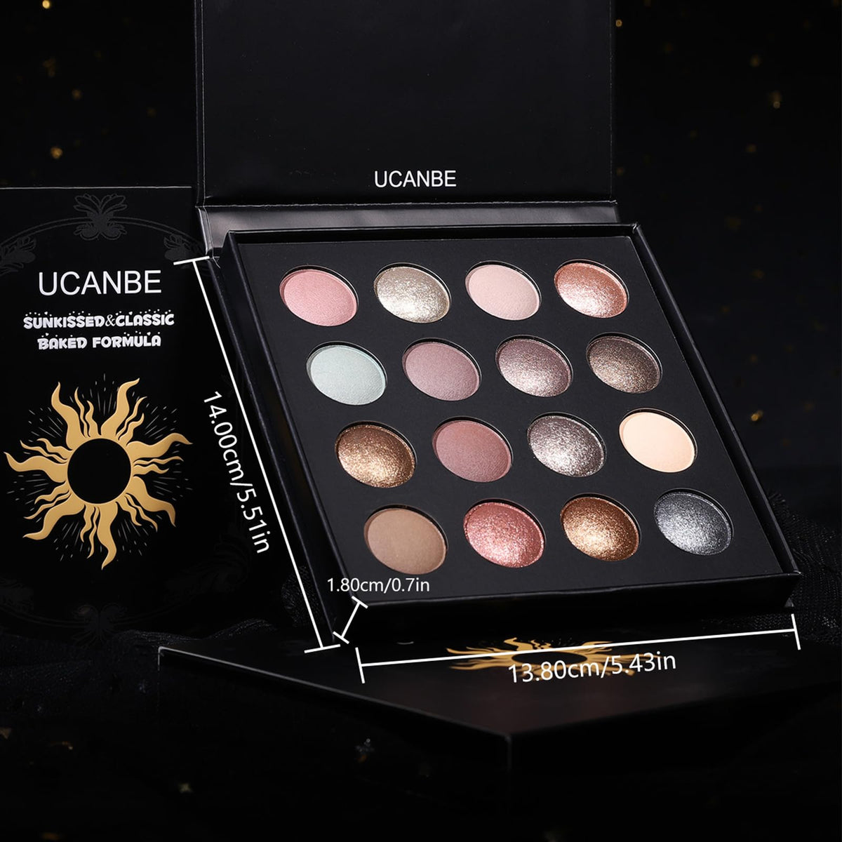 UCANBE Baked Eyeshadow Palette packaging and brushes