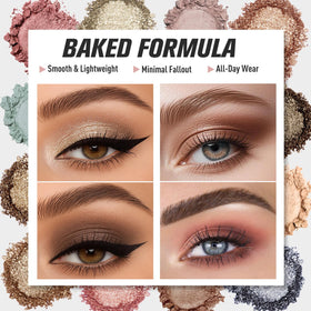 UCANBE Baked Eyeshadow Palette with 15 brushes included