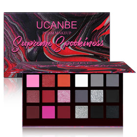 UCANBE Black Red Goth Eyeshadow Palette front view with 18 colors
