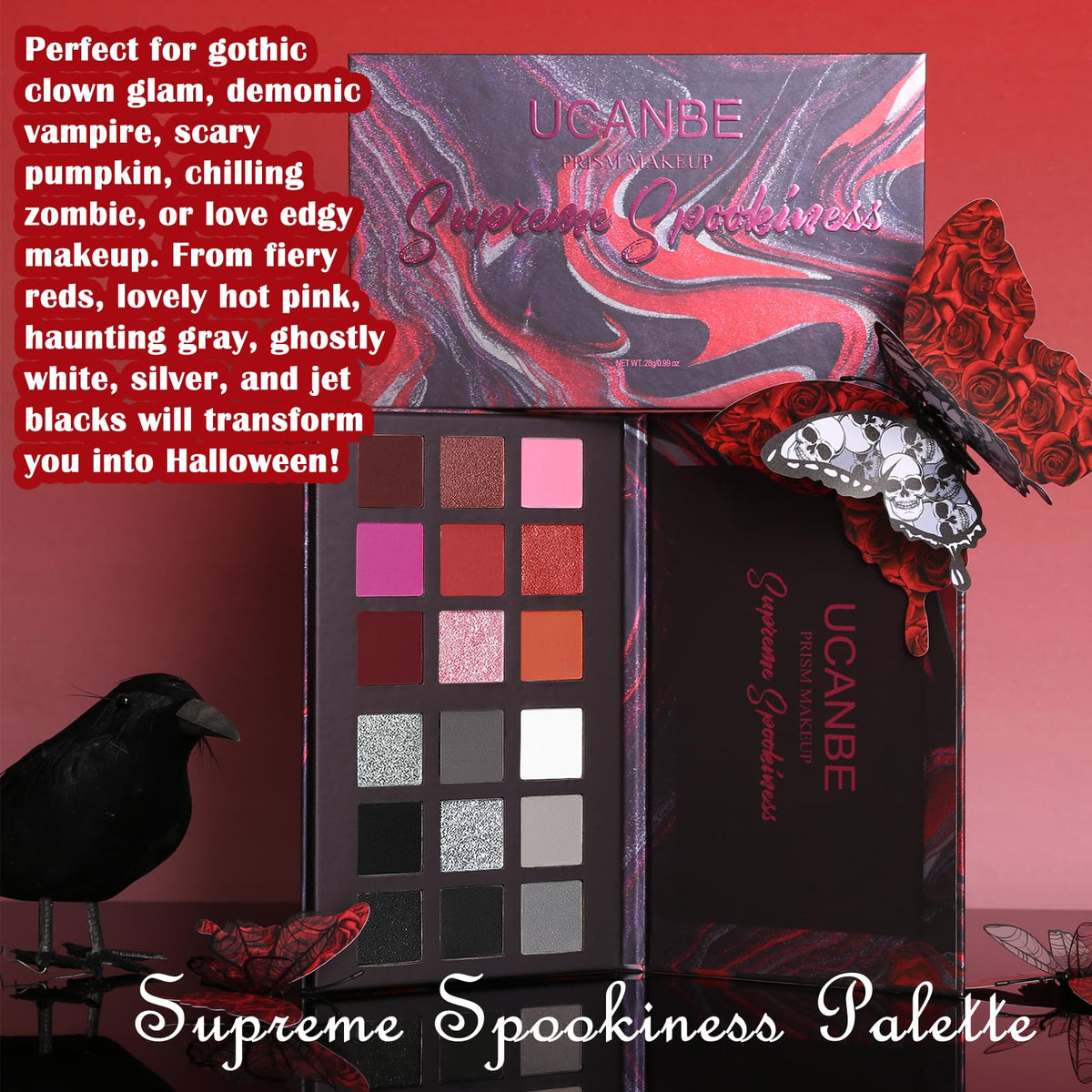 UCANBE Black Red Goth Eyeshadow Palette lifestyle scene