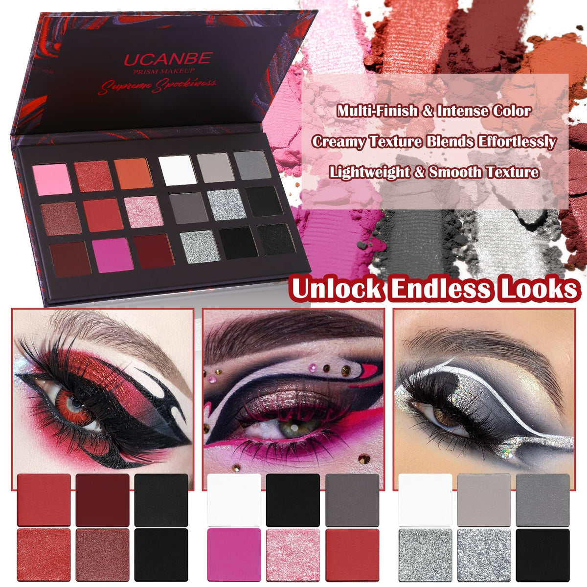 UCANBE Black Red Goth Eyeshadow Palette packaging