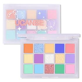 UCANBE Colorful Eyeshadow Palette front view with 15 vibrant shades