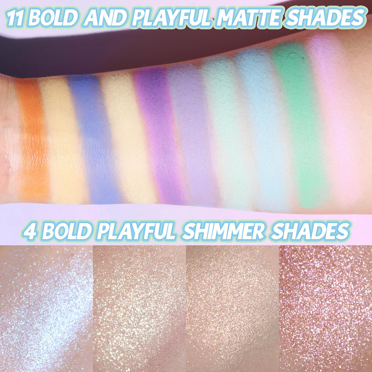 UCANBE Colorful Eyeshadow Palette open showing all 15 colours