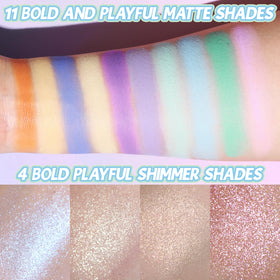 UCANBE Colorful Eyeshadow Palette open showing all 15 colours