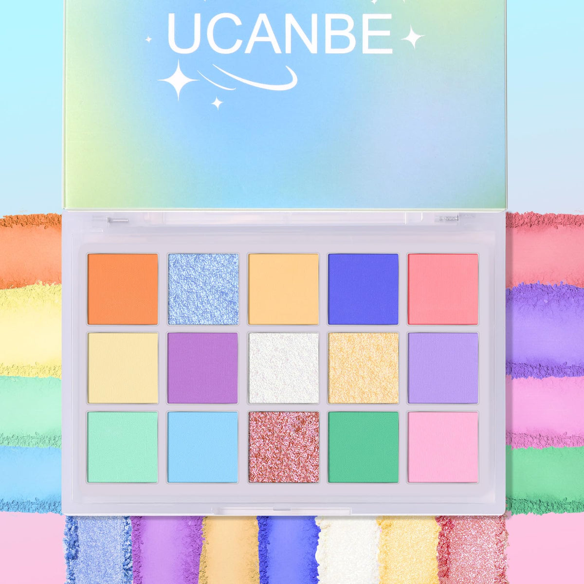 UCANBE Colorful Eyeshadow Palette with vibrant matte and glitter finishes