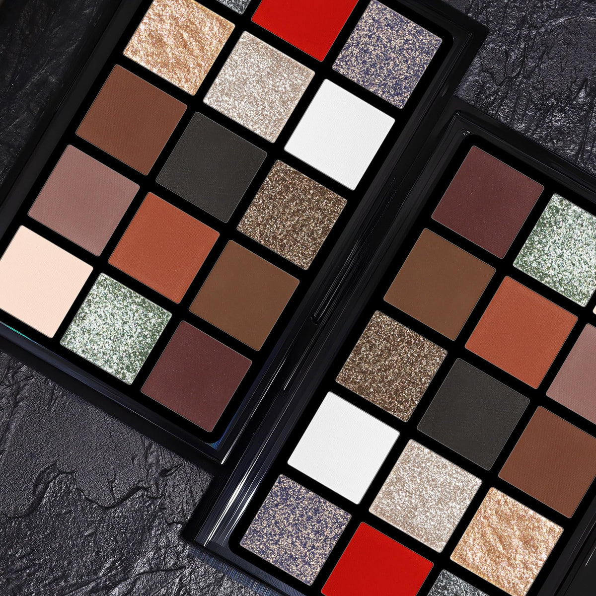 UCANBE Eyeshadow Palette on a makeup vanity with brushes