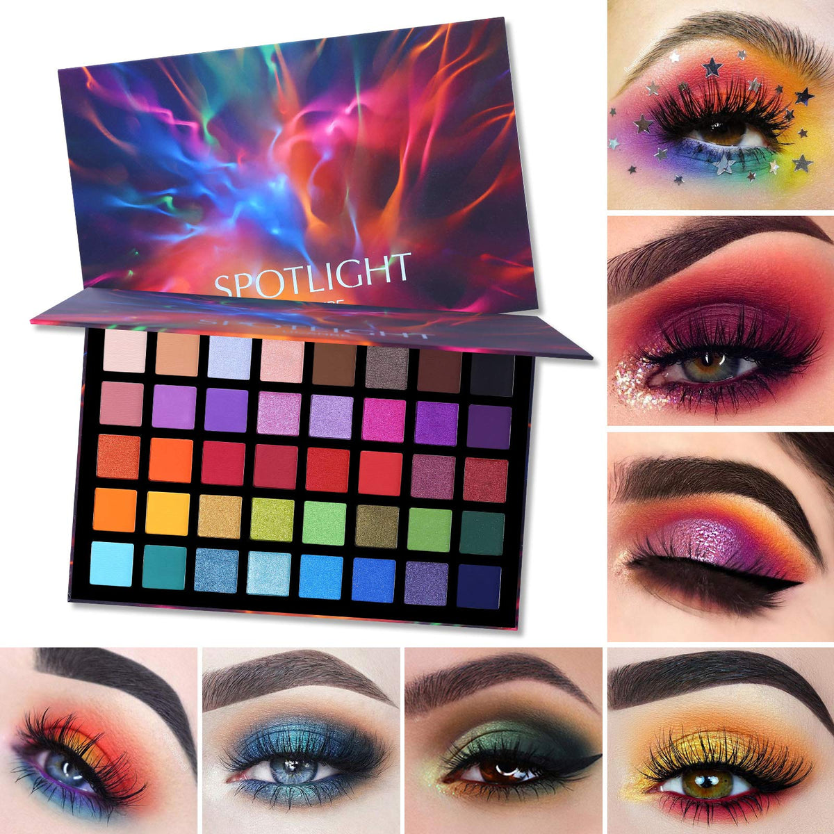 UCANBE eyeshadow palette with brush set on white background