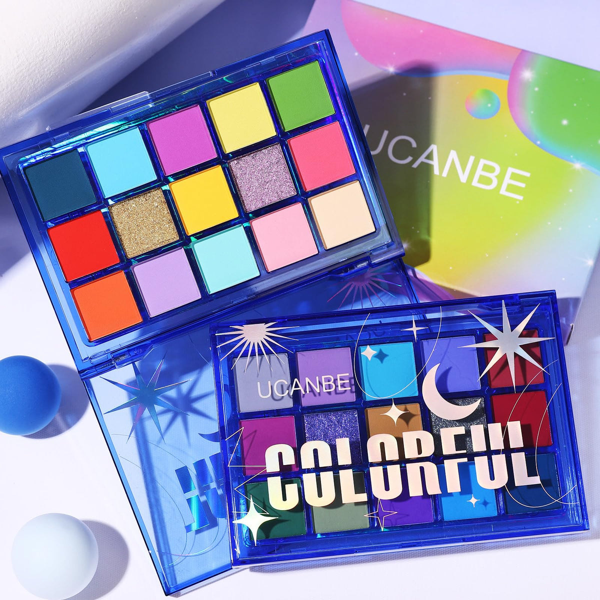 UCANBE eyeshadow palette with makeup brushes and accessories