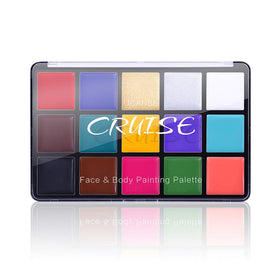 UCANBE Face Body Paint Oil Palette front view with 15 vibrant colours