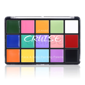 UCANBE Face Body Paint Oil Palette showing 15 macaron colours