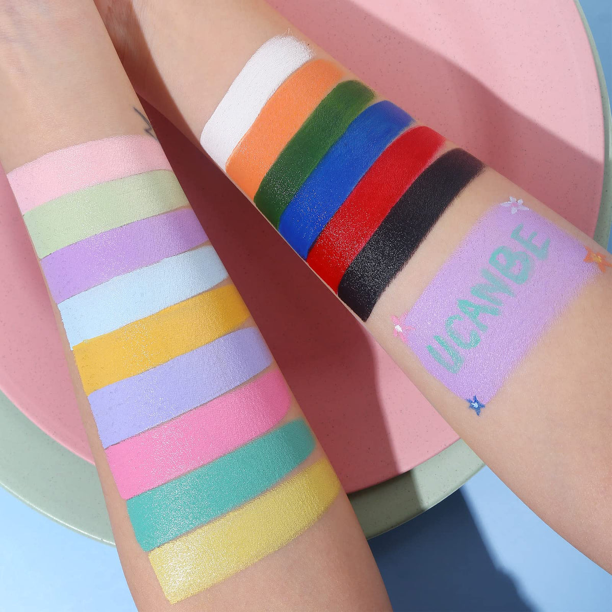 UCANBE Face Body Paint palette in use at a festival