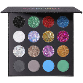 UCANBE Glitter Eyeshadow Palette front view with 12 vibrant shades