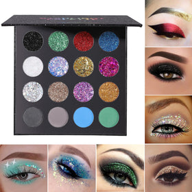 UCANBE Glitter Eyeshadow Palette open showing all shades