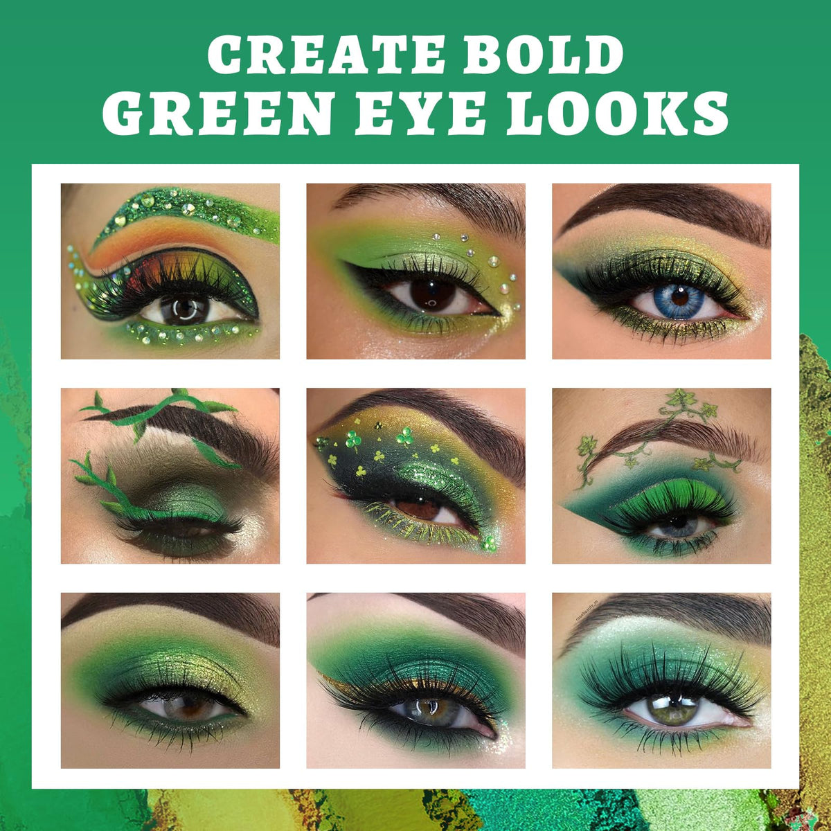 UCANBE Green Eyeshadow Palette packaging with vibrant green colours
