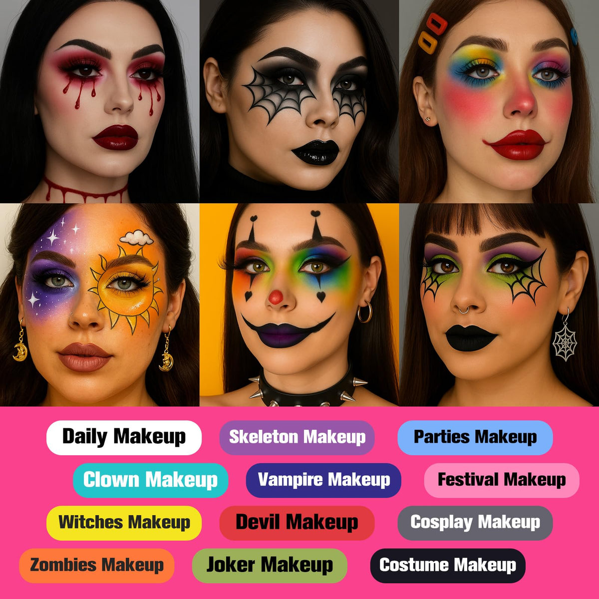 UCANBE Halloween Makeup Palette in use for Halloween makeup