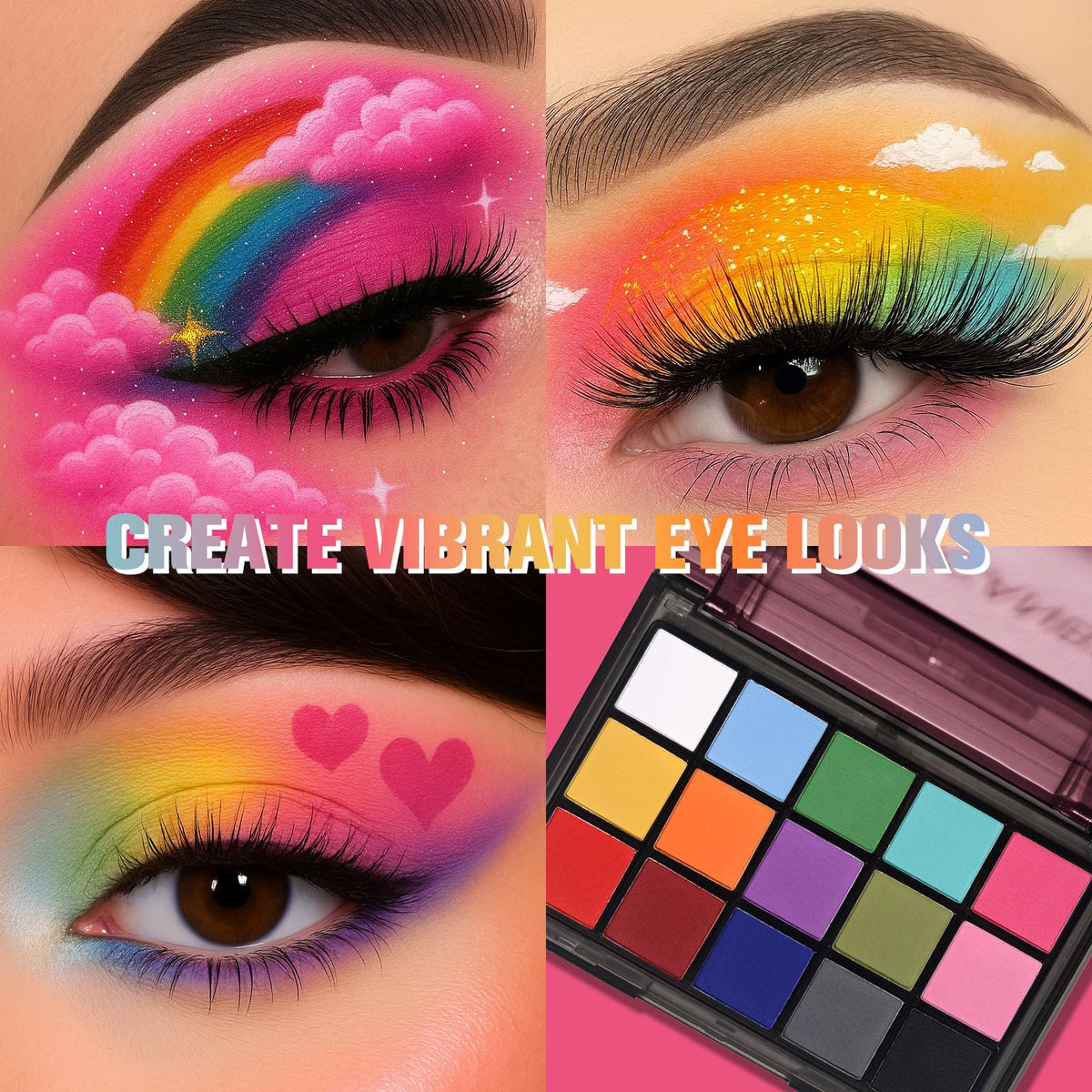 UCANBE Halloween Makeup Palette with swatches of shades