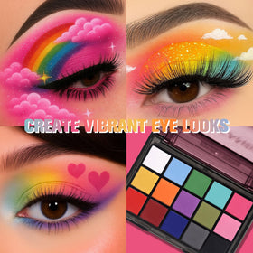 UCANBE Halloween Makeup Palette with swatches of shades