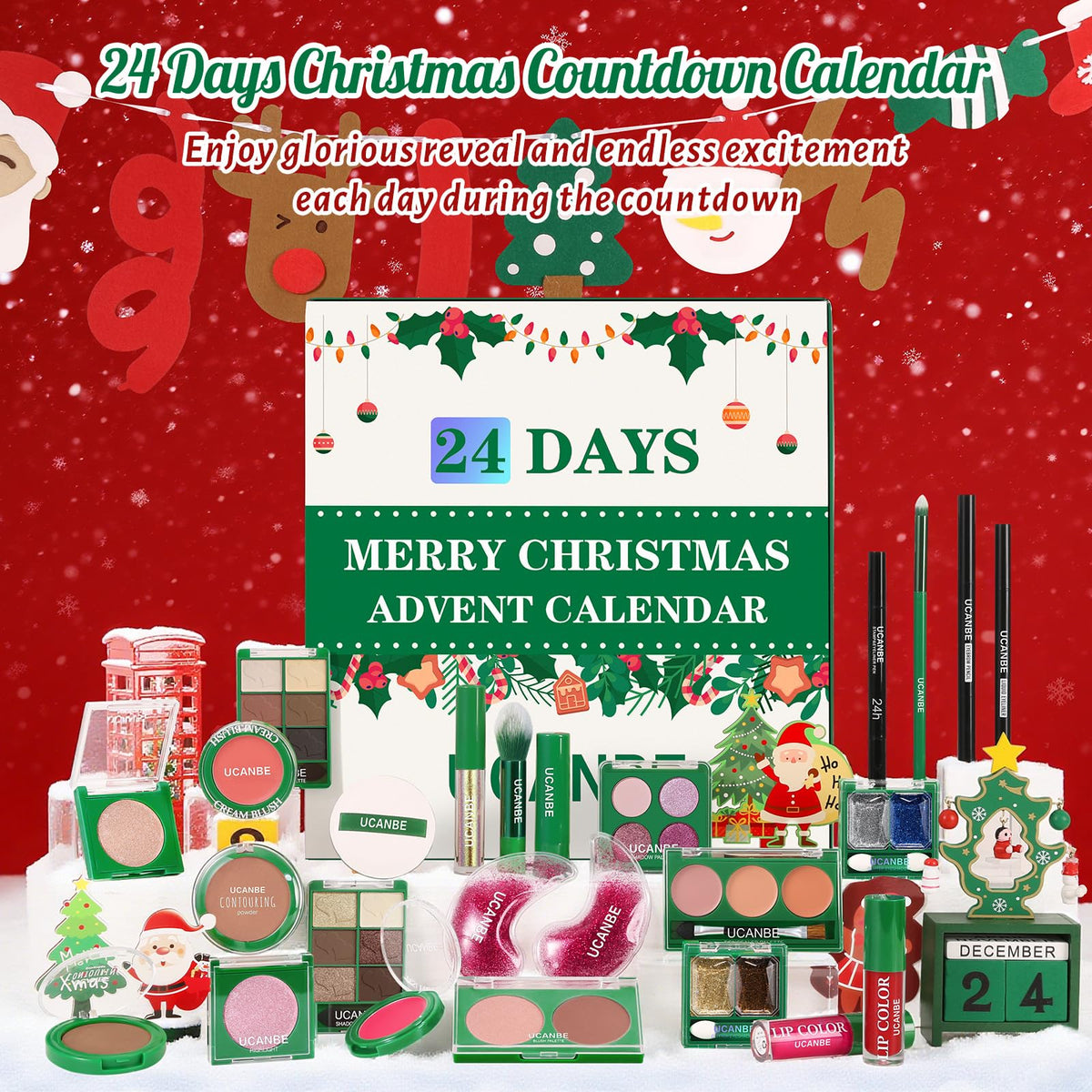 UCANBE Makeup Advent Calendar 2026 opened showcasing various makeup items
