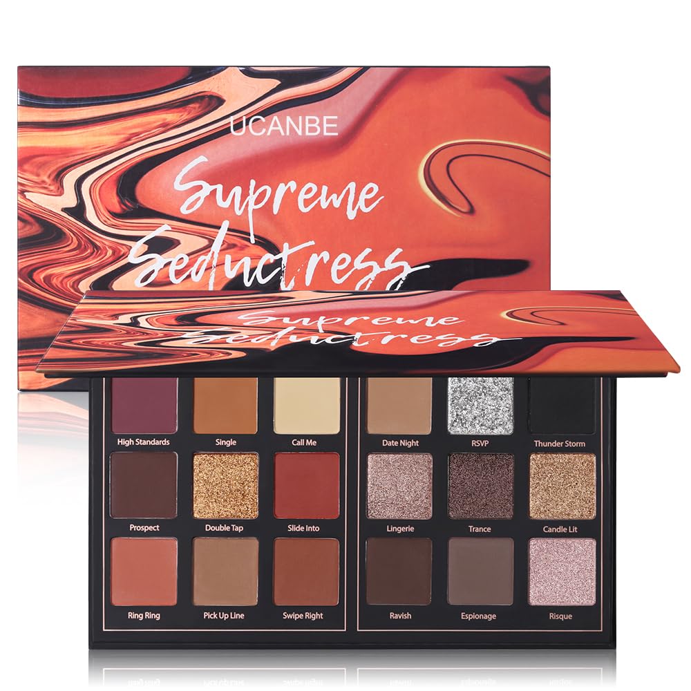 UCANBE Matte Eyeshadow Palette front view with 18 vibrant shades