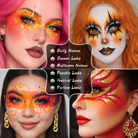 UCANBE Orange Eyeshadow Palette displayed with makeup brushes