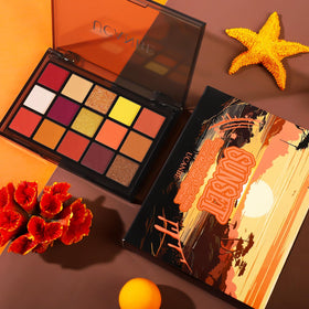 UCANBE Orange Eyeshadow Palette with a variety of eye looks