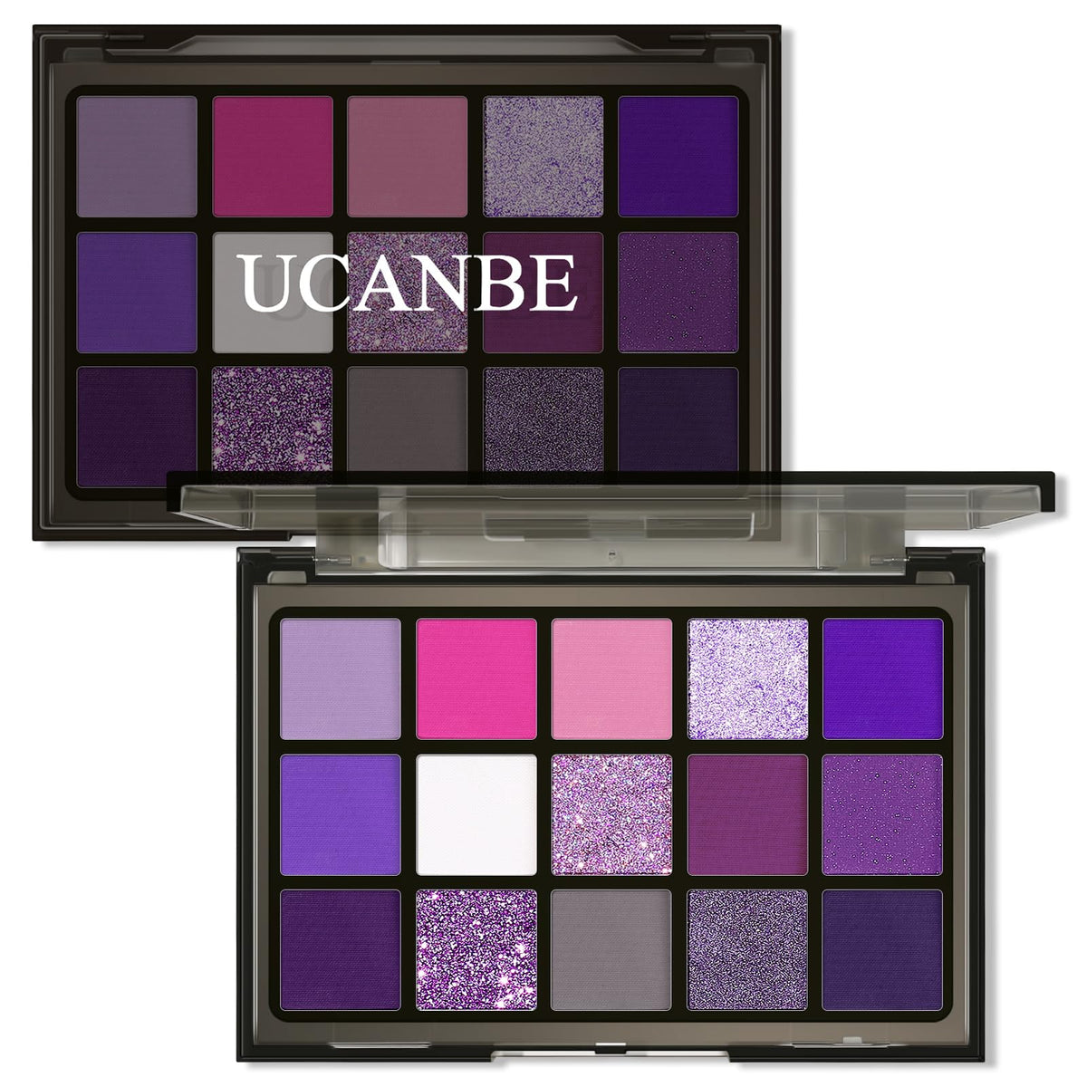UCANBE Purple Eyeshadow Palette front view showcasing 15 shades