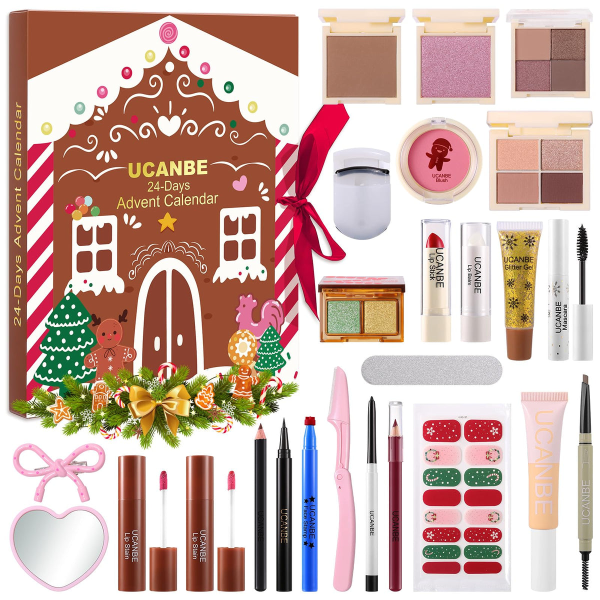 UCANBEMAKEUP Makeup Advent Calendar 2025 front view with 24 boxes
