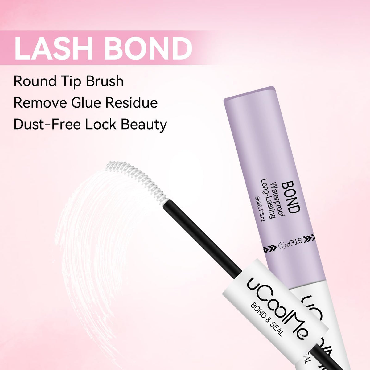 UCOOLME Lash Bond and Seal 10ML in use on lashes